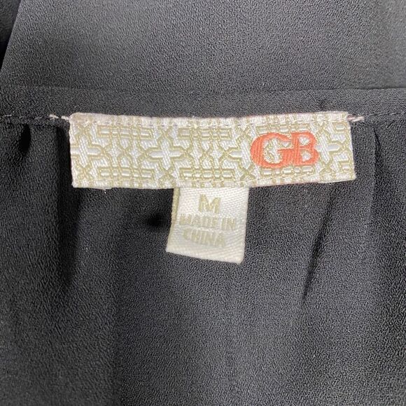 GB Black Sheer Embroidery Tie Front Blouse - Picture 6 of 6